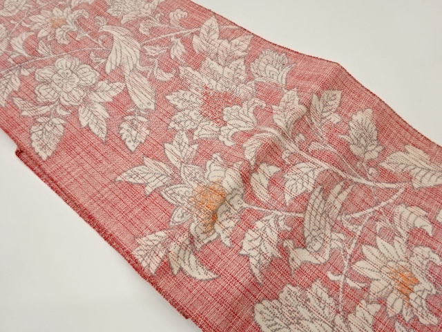 JAPANESE NAGOYA OBI / WOVEN BIRD & FLOWER